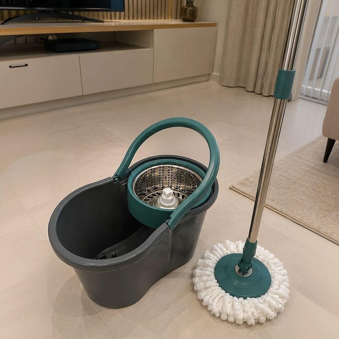Esfregão Mop Giratório 8L Cesto Inox com 2 Refis