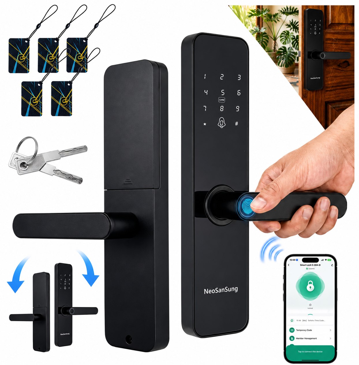 Fechadura Eletrônica Digital Tuya com Biometria e Senha