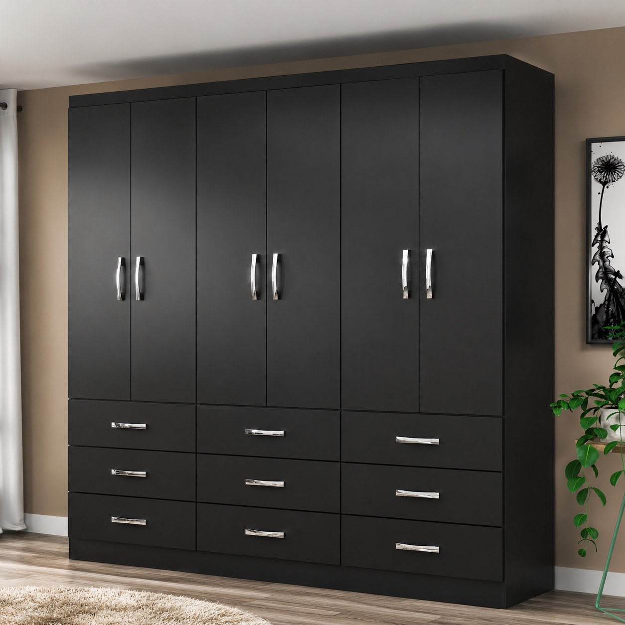 Guarda Roupa Casal 6 Portas 9 Gavetas Bergamo Evidência