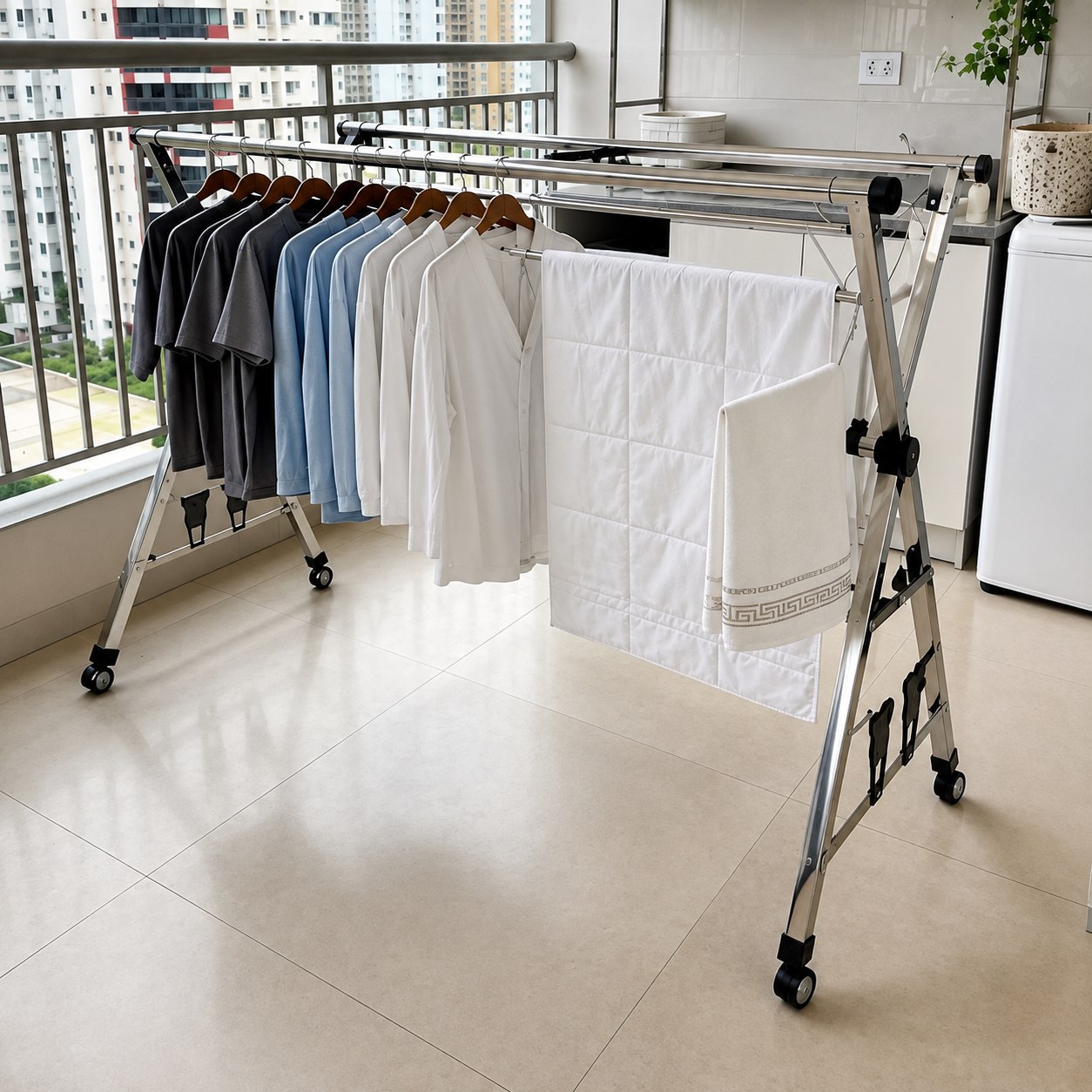 Varal de Roupa Retrátil Aço Inox Reforçado Grande