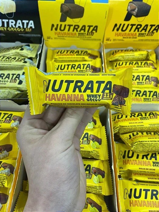 Barra Whey Grego Brownie Dulce de Leche Havanna Nutrata 12x40g