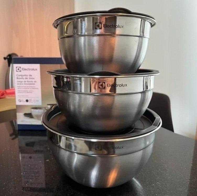 Conjunto 3 Bowls Tigelas Inox com Tampa Electrolux