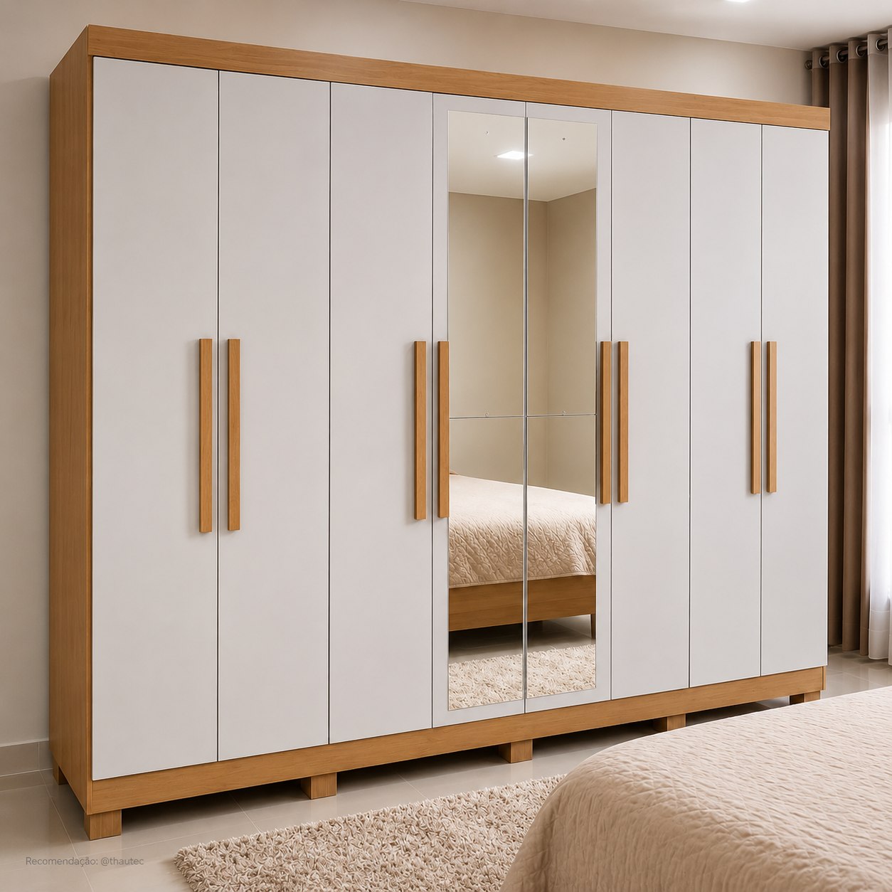 Guarda-roupa Casal 8 Portas com Espelho e Gavetas Móveis Lopas Easy Slim