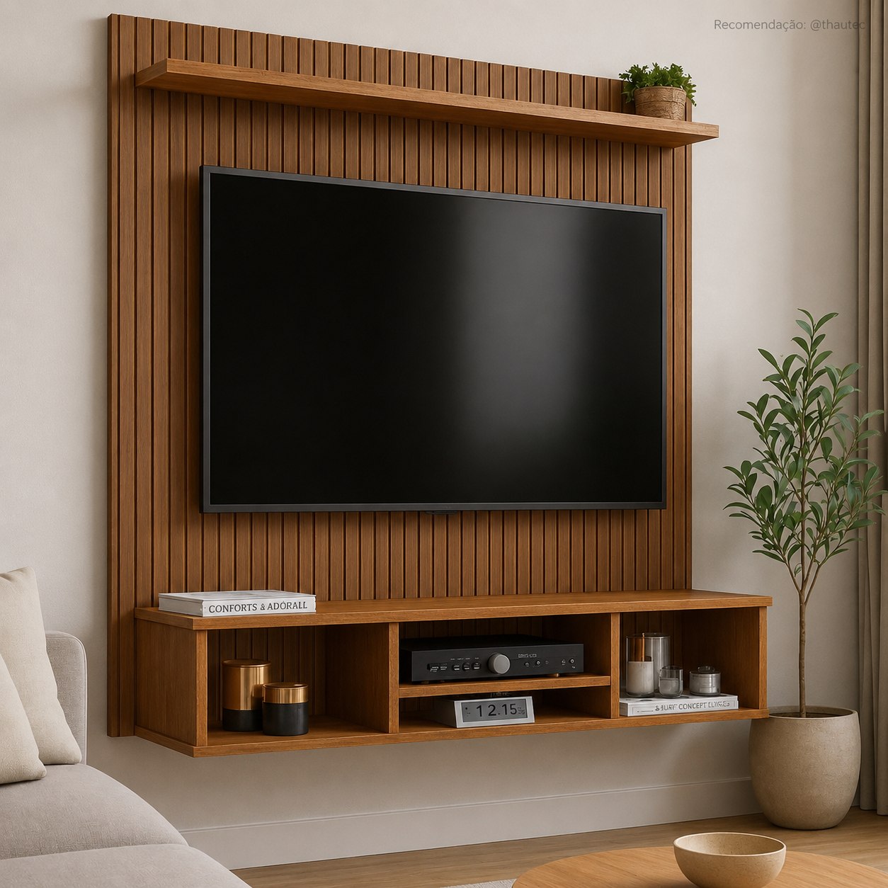 Painel Suspenso Everest TV Até 50" MDP 3 Nichos