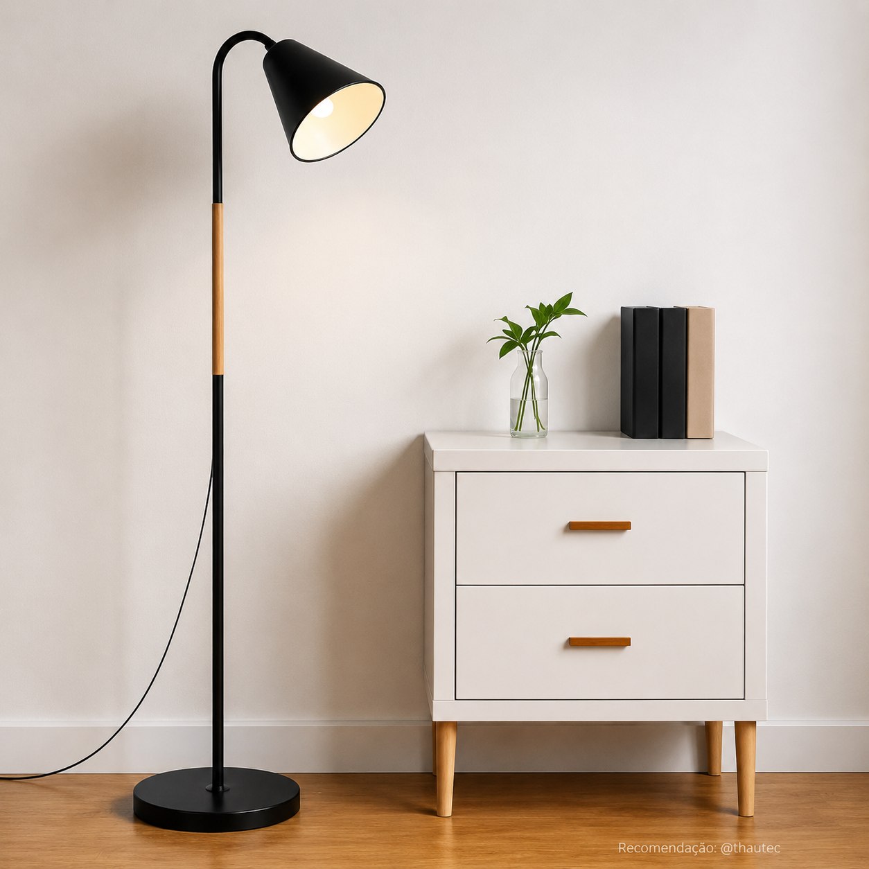 Luminária Pedestal Metal Articulada 1,6m Preta