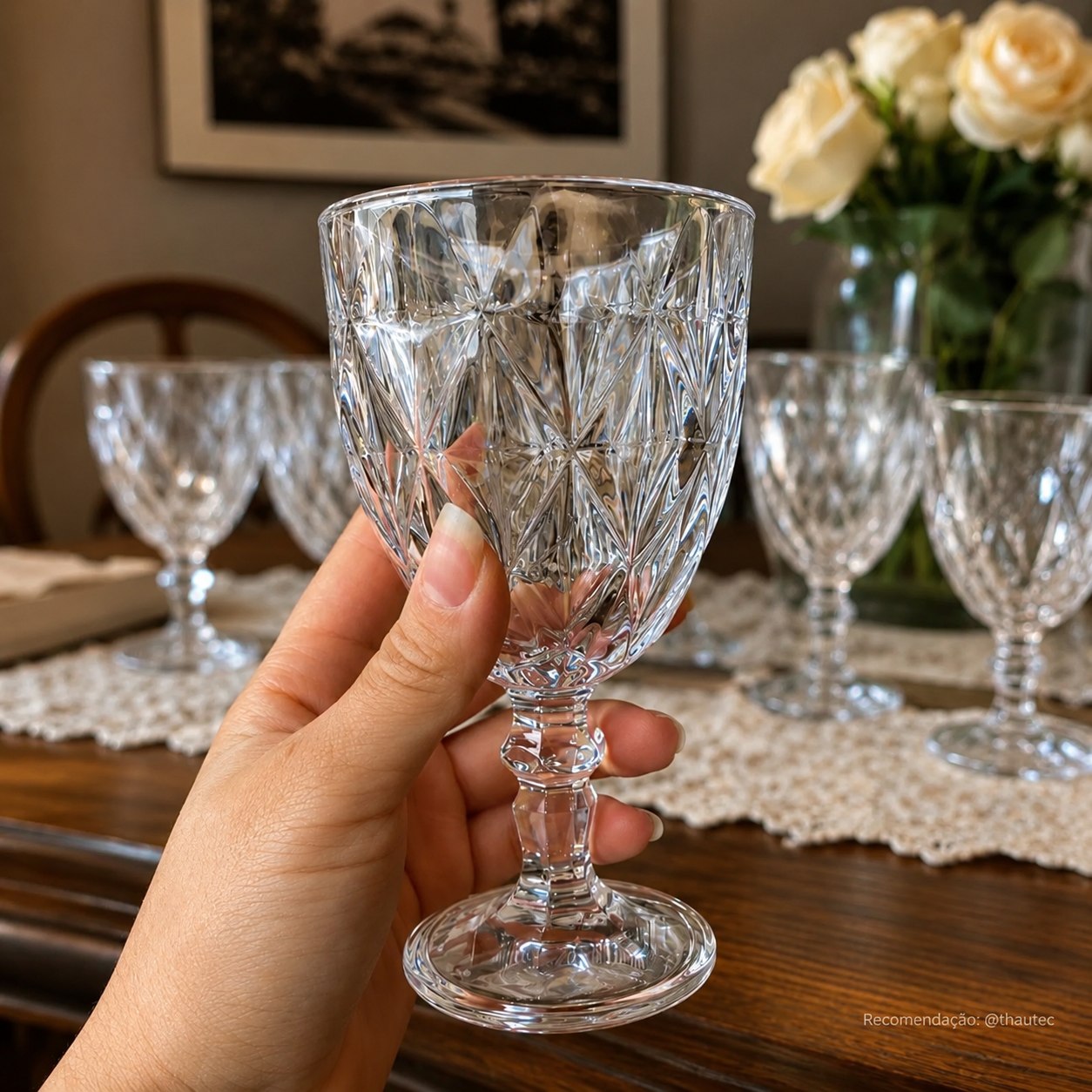 Jogo de Taças de Vidro Diamante 6 Peças 340ml