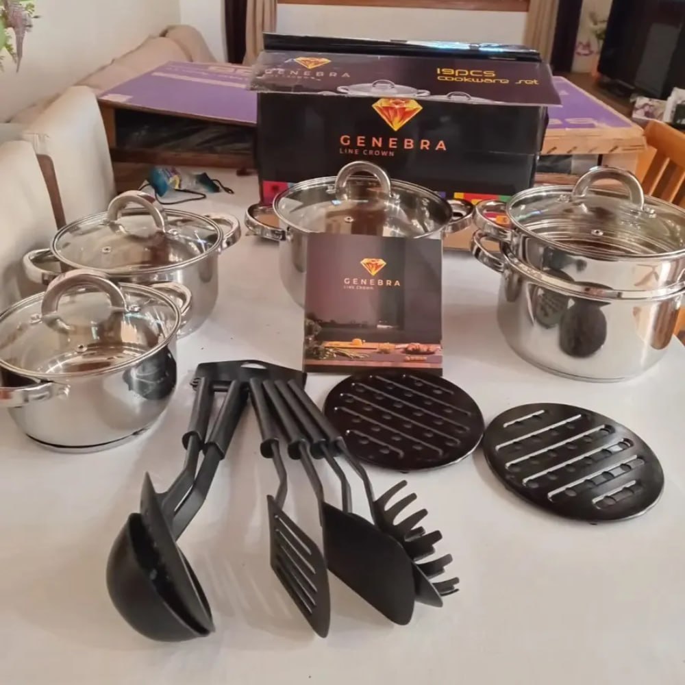 Jogo Panelas Inox Genebra com Utensílios 19 Peças