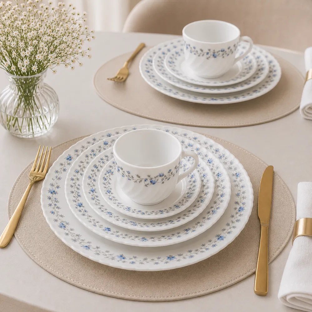 Aparelho de Jantar 20 Peças Vidro Opaline Branco