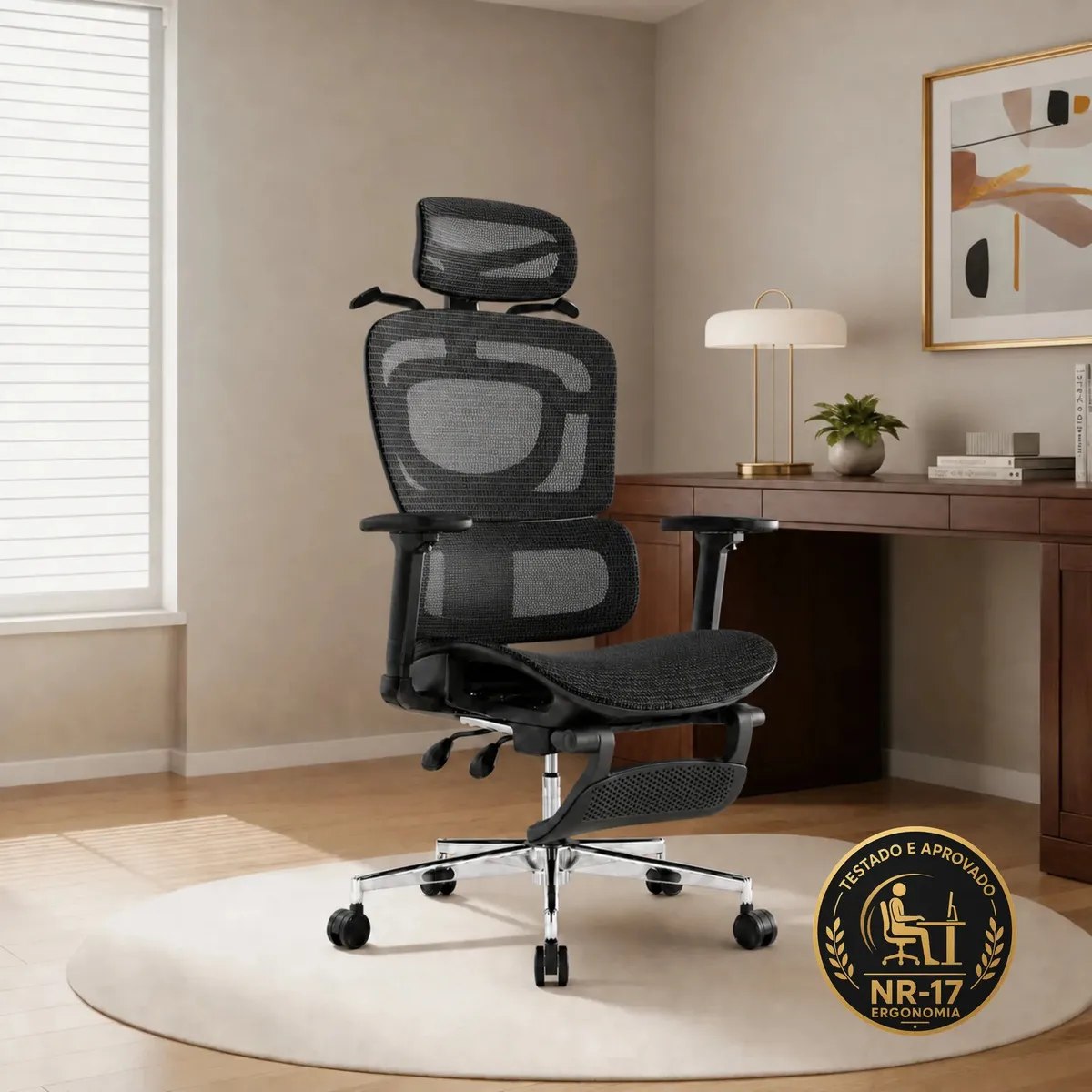 Cadeira De Escritório Ergonômica Giratória Nr17 Malha Respirável Corsair