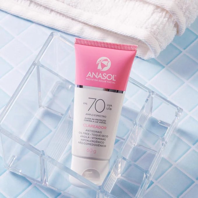 Protetor Solar Facial Anasol FPS 70 Clareador 60g