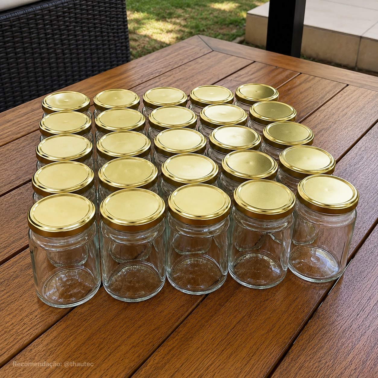 Kit 24 Potes de Vidro Belém 240ml com Tampa Dourada