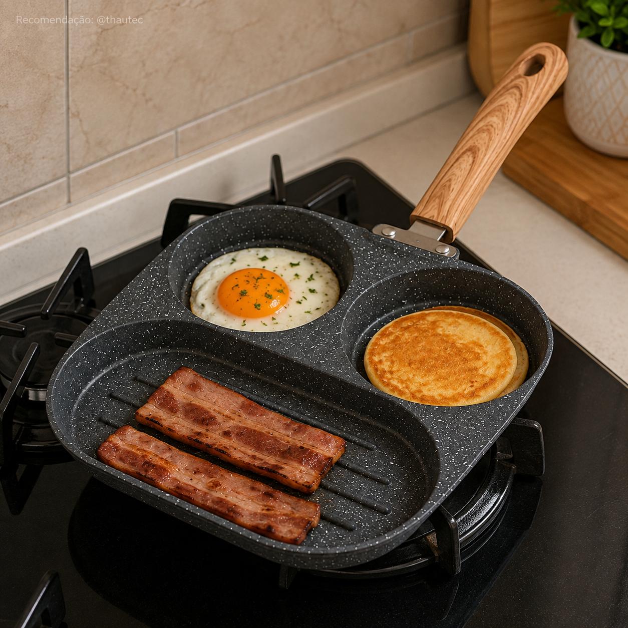 Frigideira Antiaderente com 3 Cavidades para Ovo e Panqueca