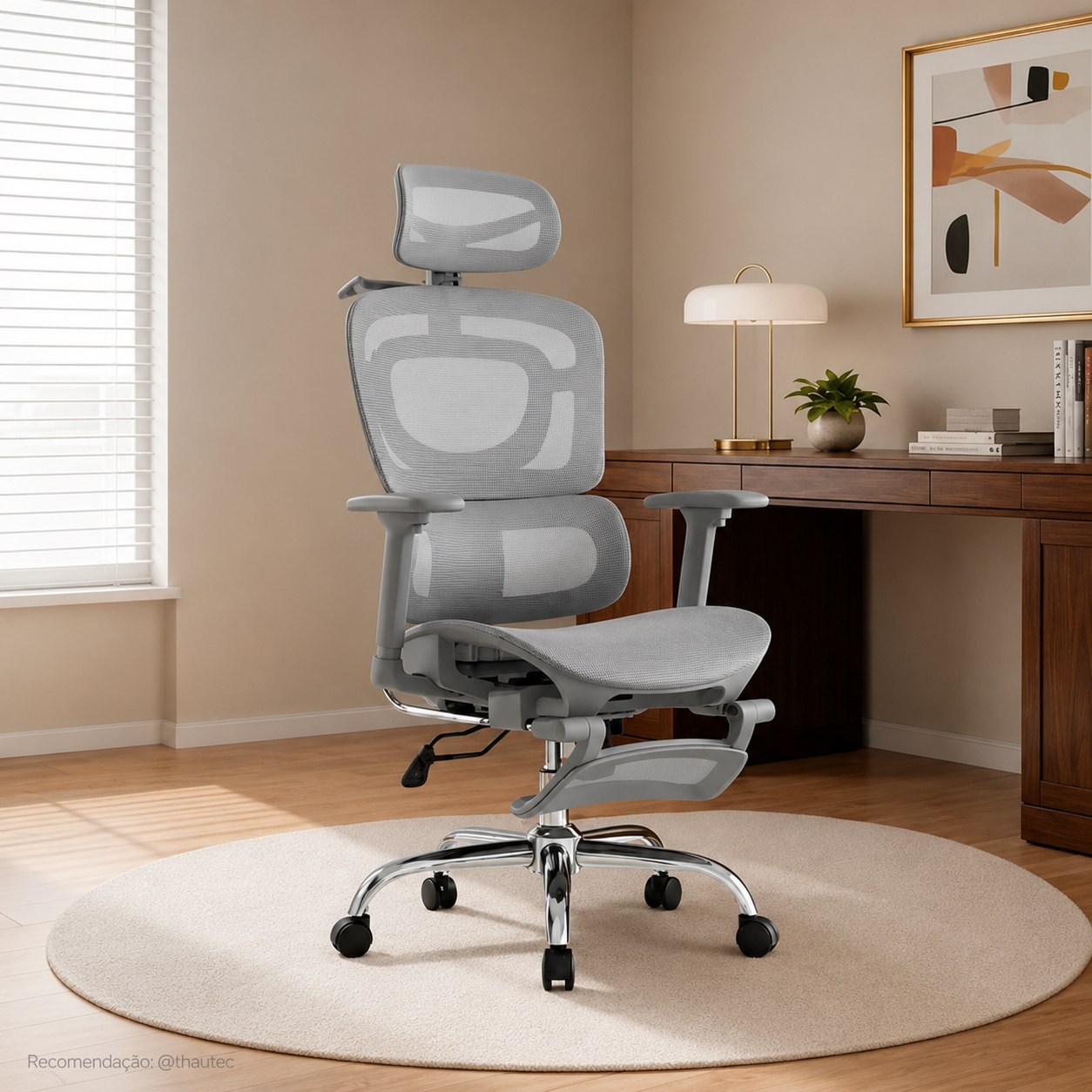 Cadeira Escritório Ergonômica Corsair C04 Malha Cinza