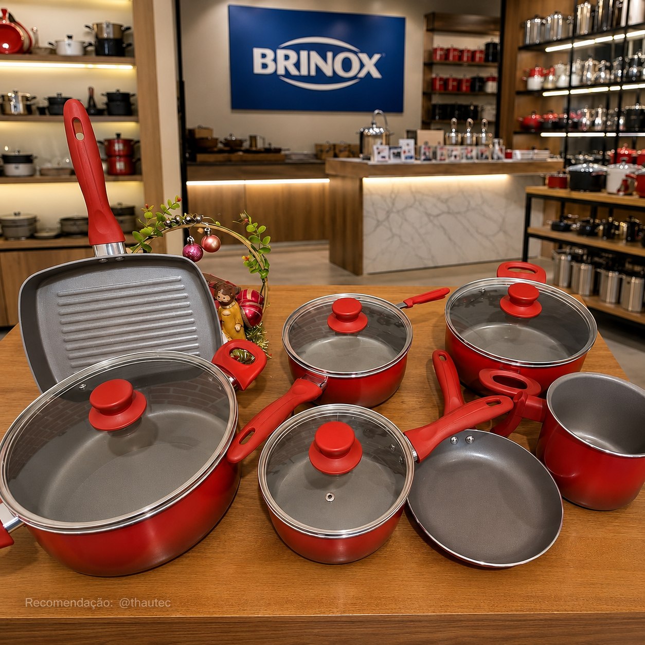 Jogo de Panelas 7 Peças Brinox Cerâmico Antiaderente Vermelho