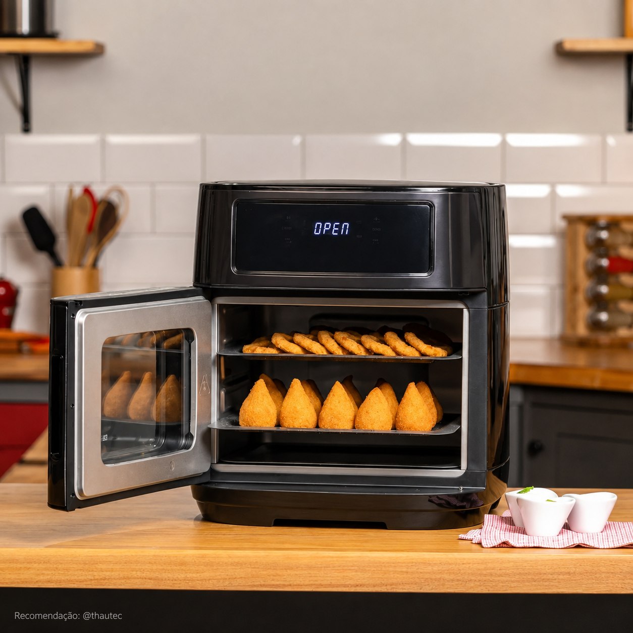 Air Fryer Oven Black INOX WAP 12L 4 em 1 Porta Lateral 1800W 110V