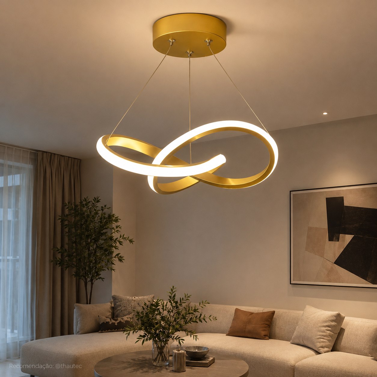Lustre Pendente LED Dourado