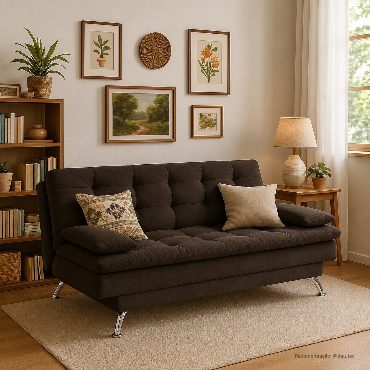 Sofá-cama 3 Lugares Casal Premium II Suede Café