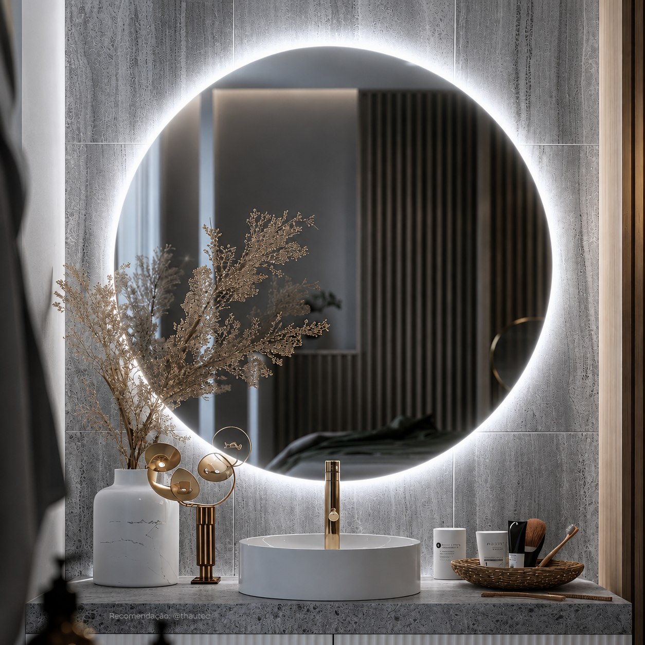 Espelho Redondo 50cm com Led Frio