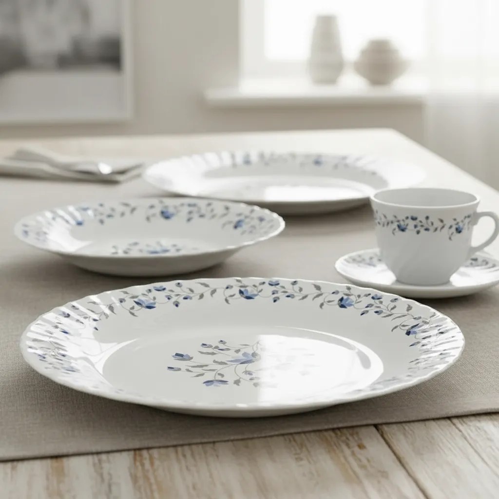Aparelho de Jantar 20 Peças Vidro Opaline Branco