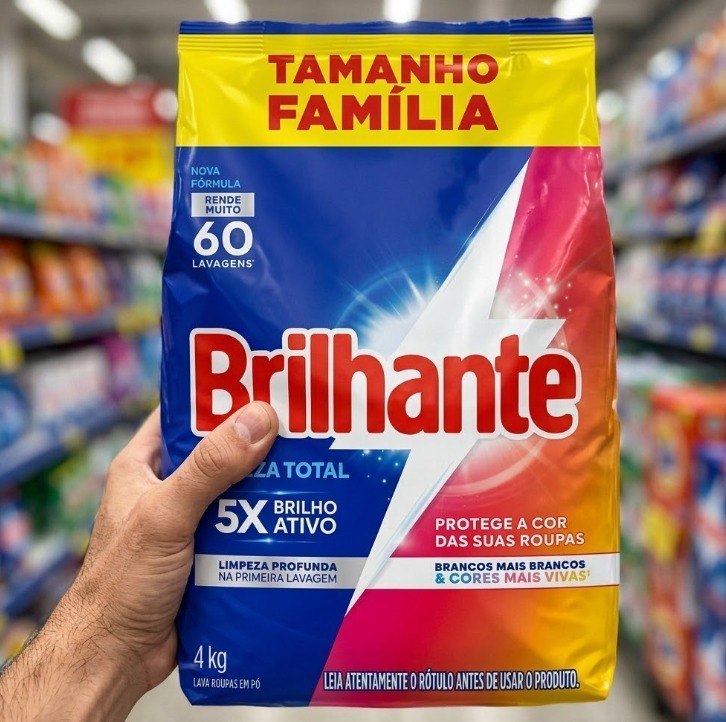 Lava-Roupas em Pó Brilhante Limpeza Total 4kg