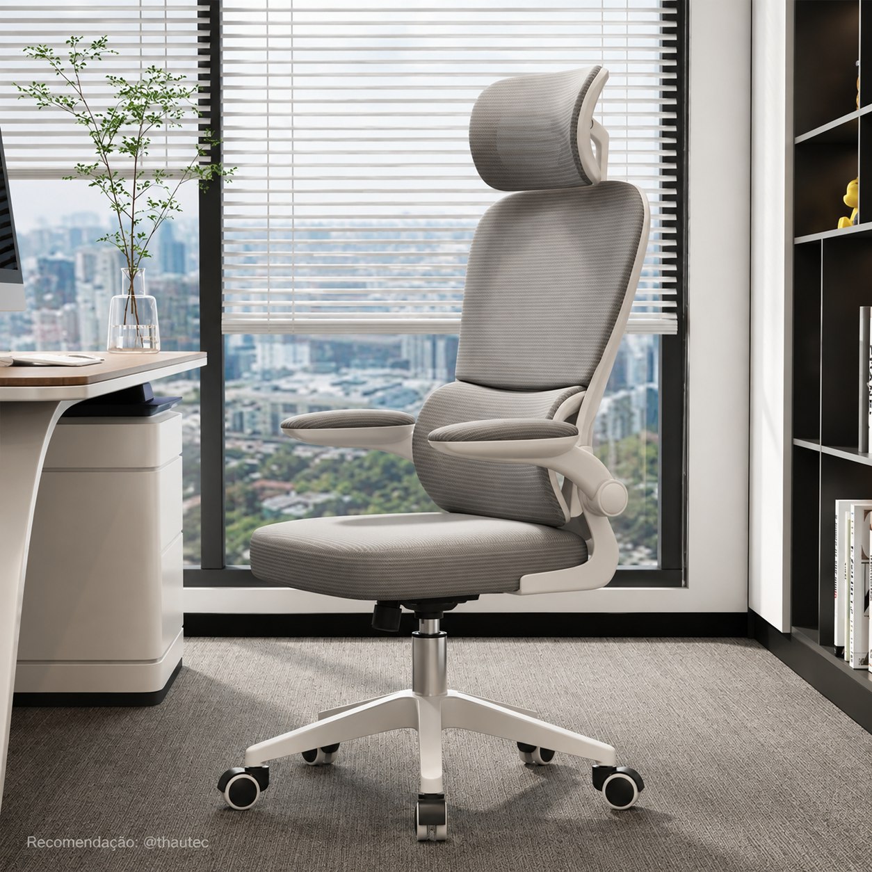 Cadeira Ergonômica Python Fly B07 Cinza com Suporte Lombar