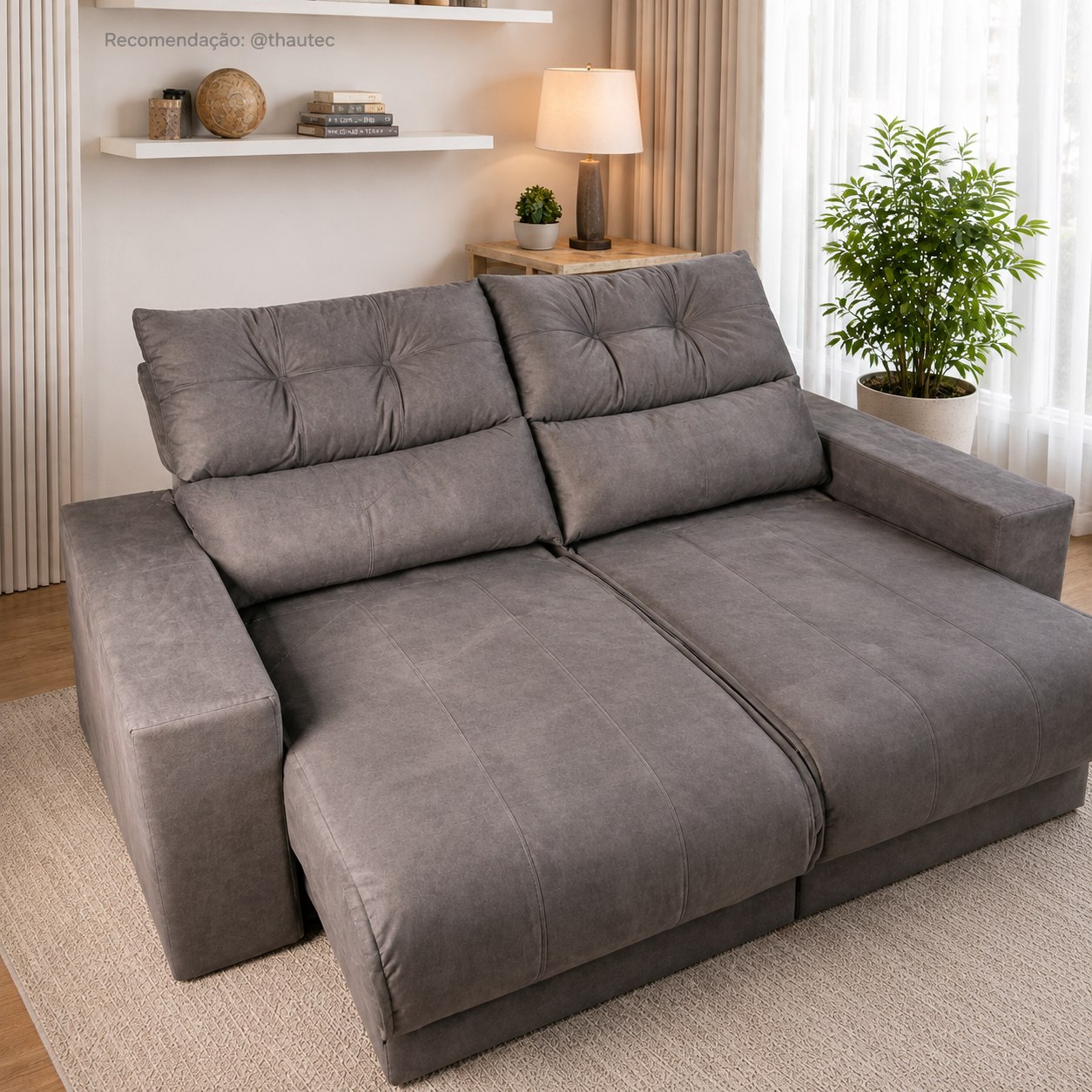 Sofá 3 Lugares Clean Retrátil Reclinável Cinza