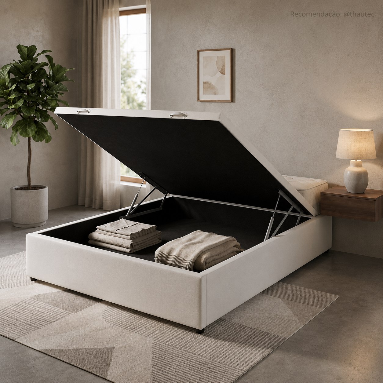 Cama Baú Casal 138x188x42 com Pistão a Gás