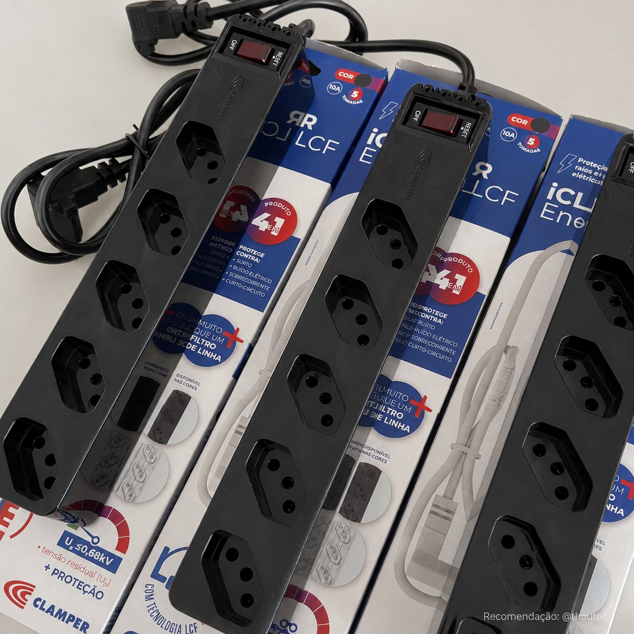 Filtro de Linha Protetor de Surto iClamper 5 Tomadas 10A