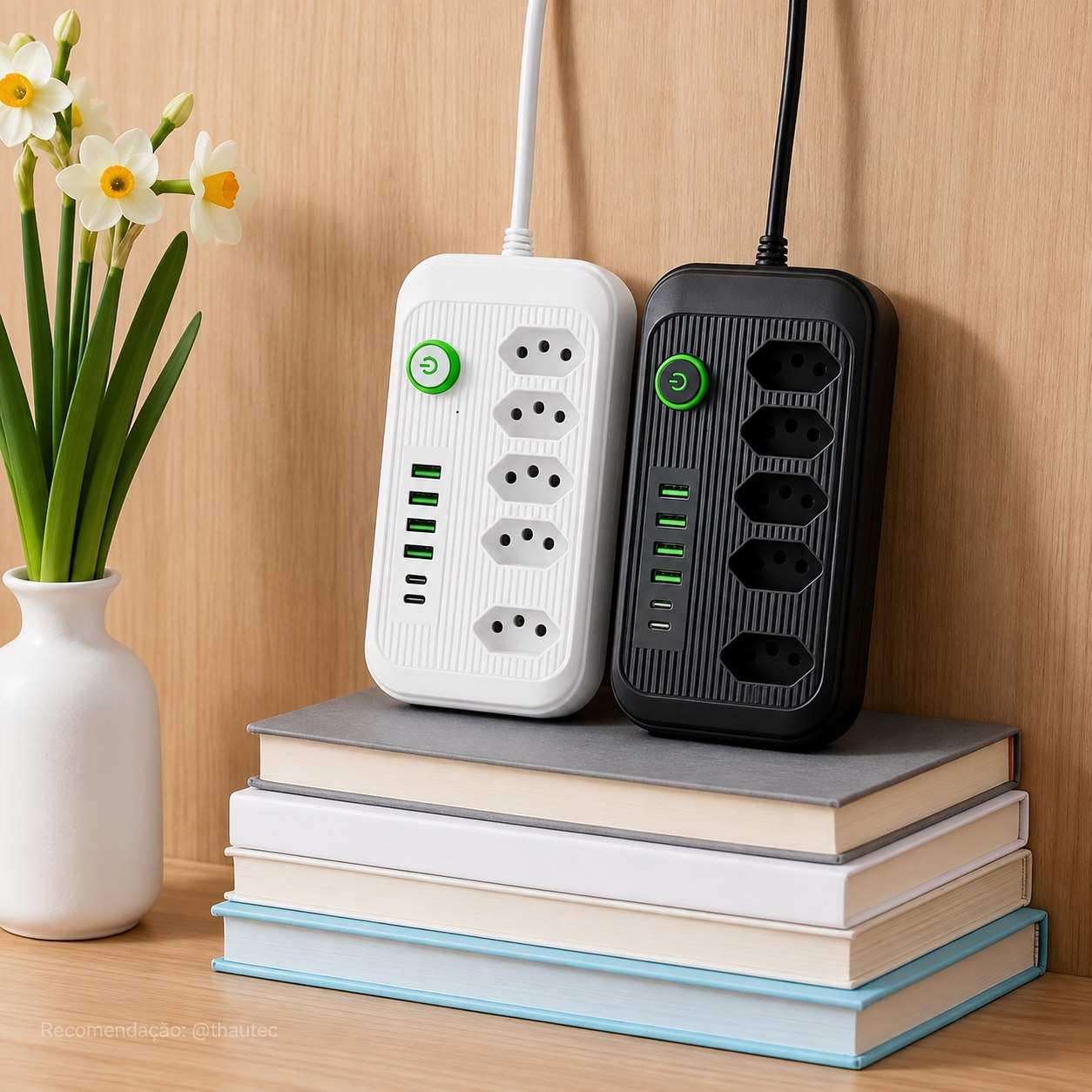 Extensão 5 Tomadas e 4 USB LED Bivolt