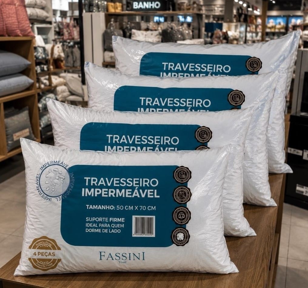 Kit 4 Travesseiros Antialérgico Impermeável 50x70