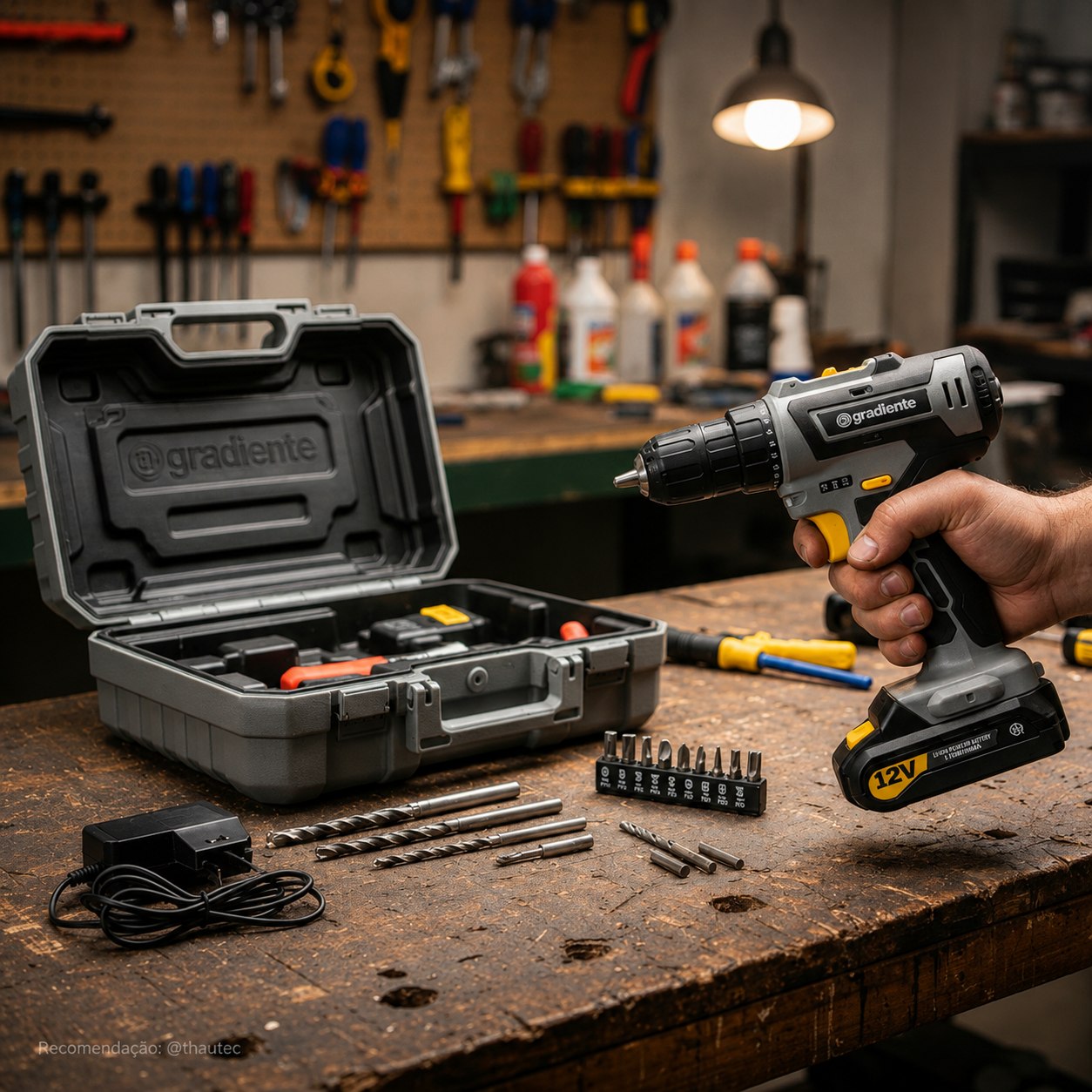 Furadeira Parafusadeira Sem Fio 12V 10mm Gradiente com Maleta