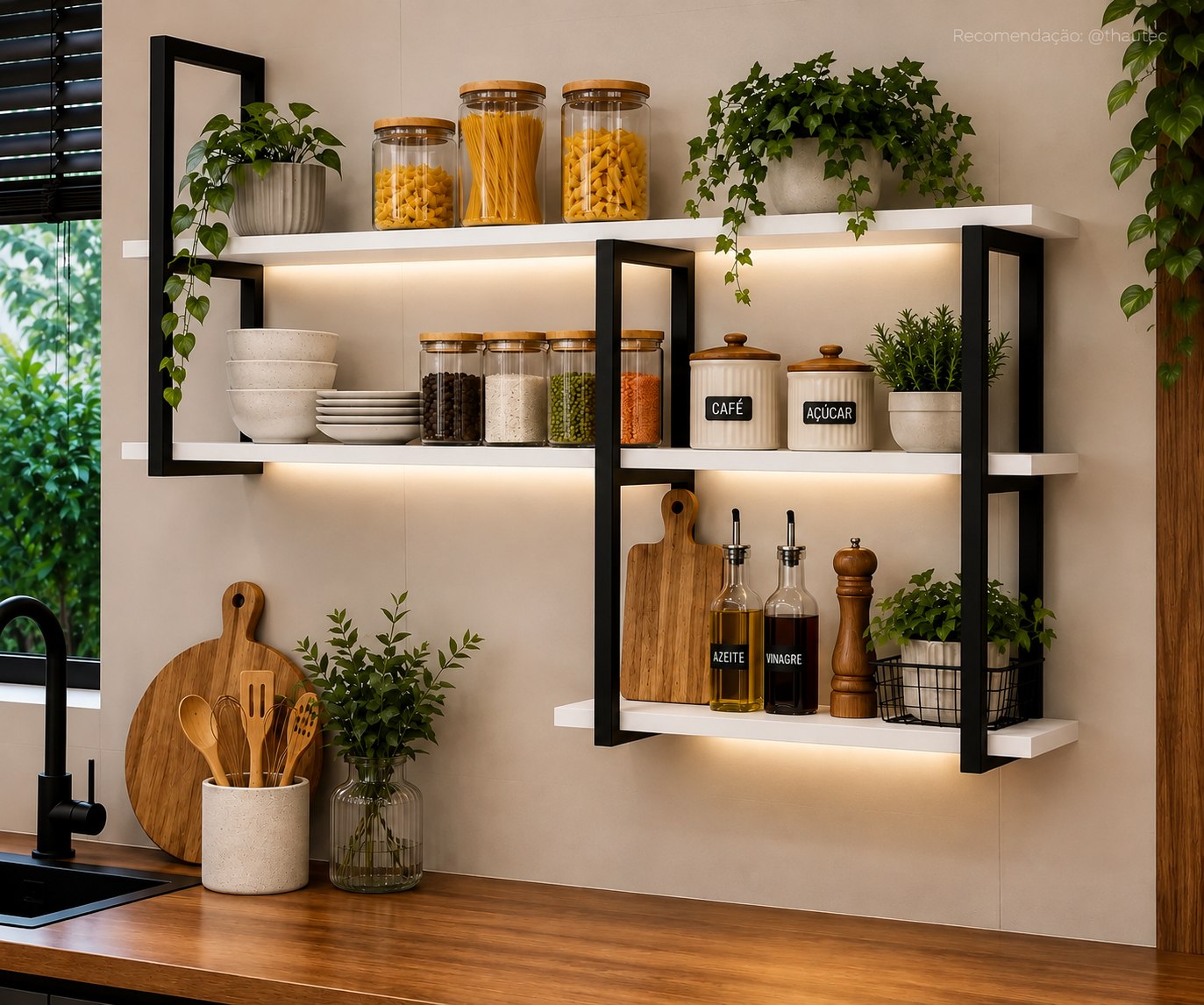 Prateleira Suspensa Estilo Industrial 3 Nichos Com Hastes