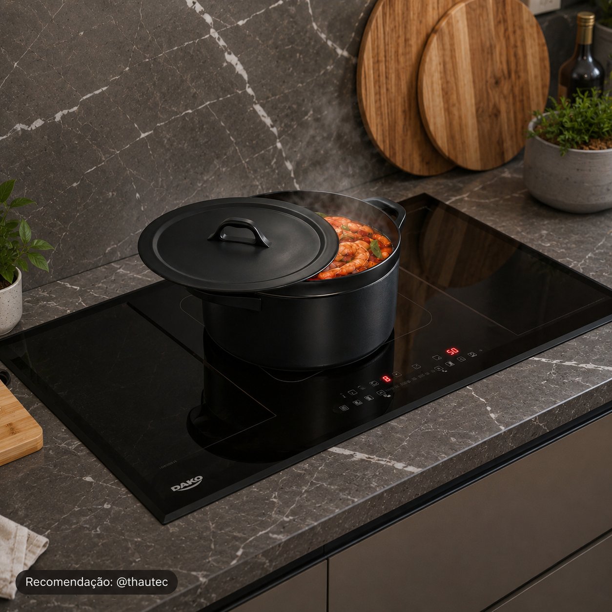 Cooktop de Indução 5 Bocas Dako Select 7200W com 2 Zonas Flexíveis