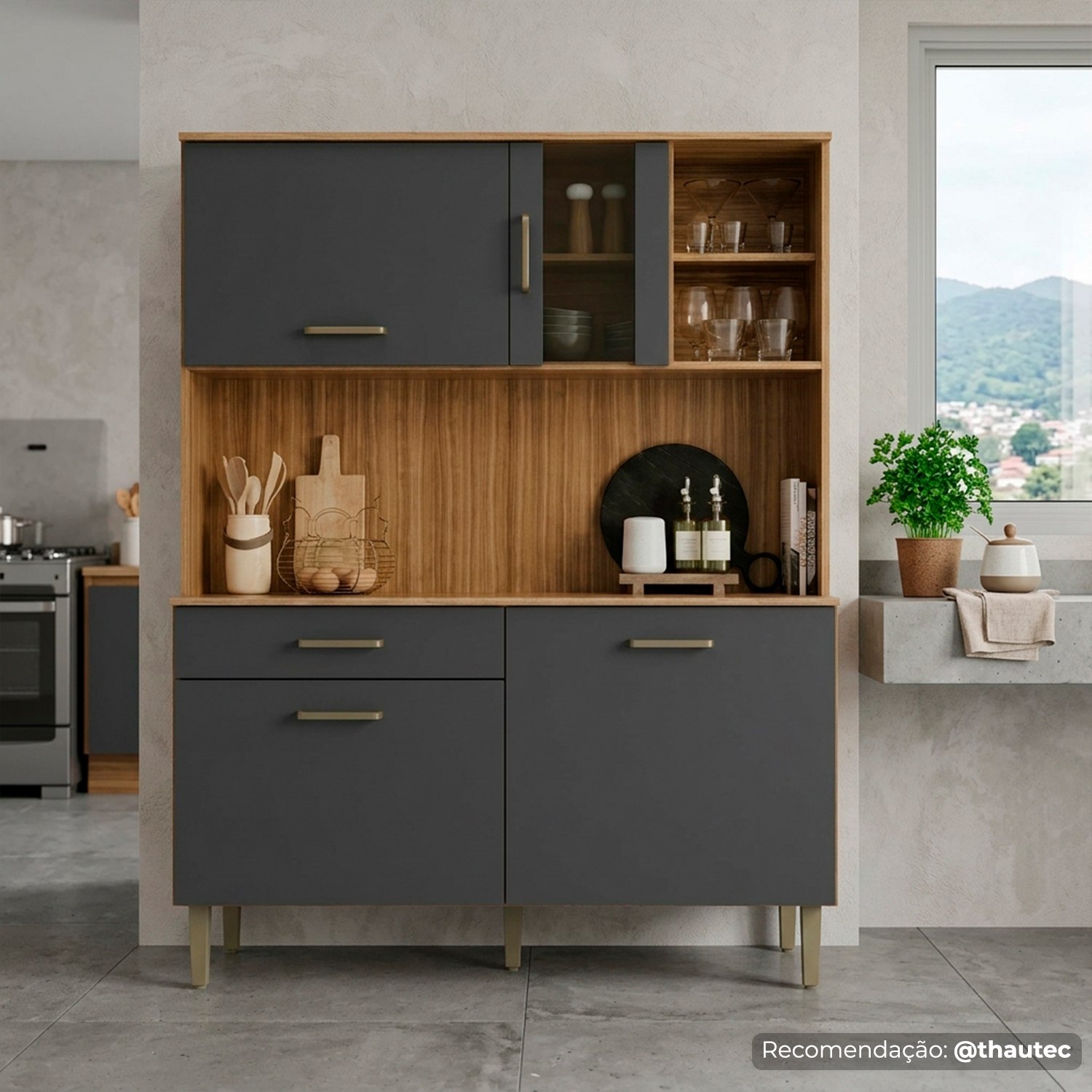 Armário De Cozinha Viena Com Nicho E Balcão