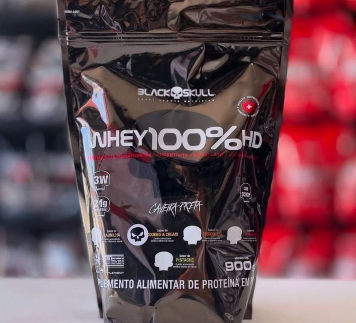 Whey 100% HD 900g Black Skull Sabor Baunilha