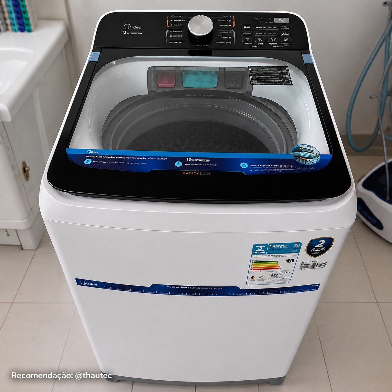 Lavadora de Roupas 13kg Branca Midea Wave Agitator 220v