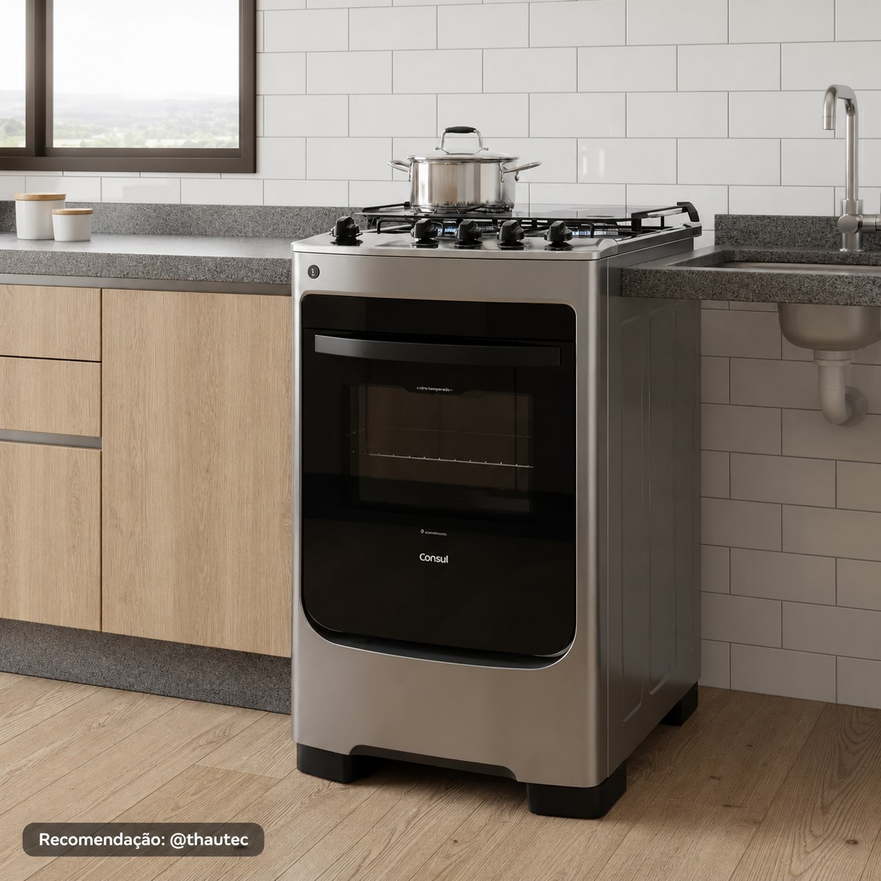 Fogão Consul 4 Bocas Acendimento Automático Inox CF04NAR