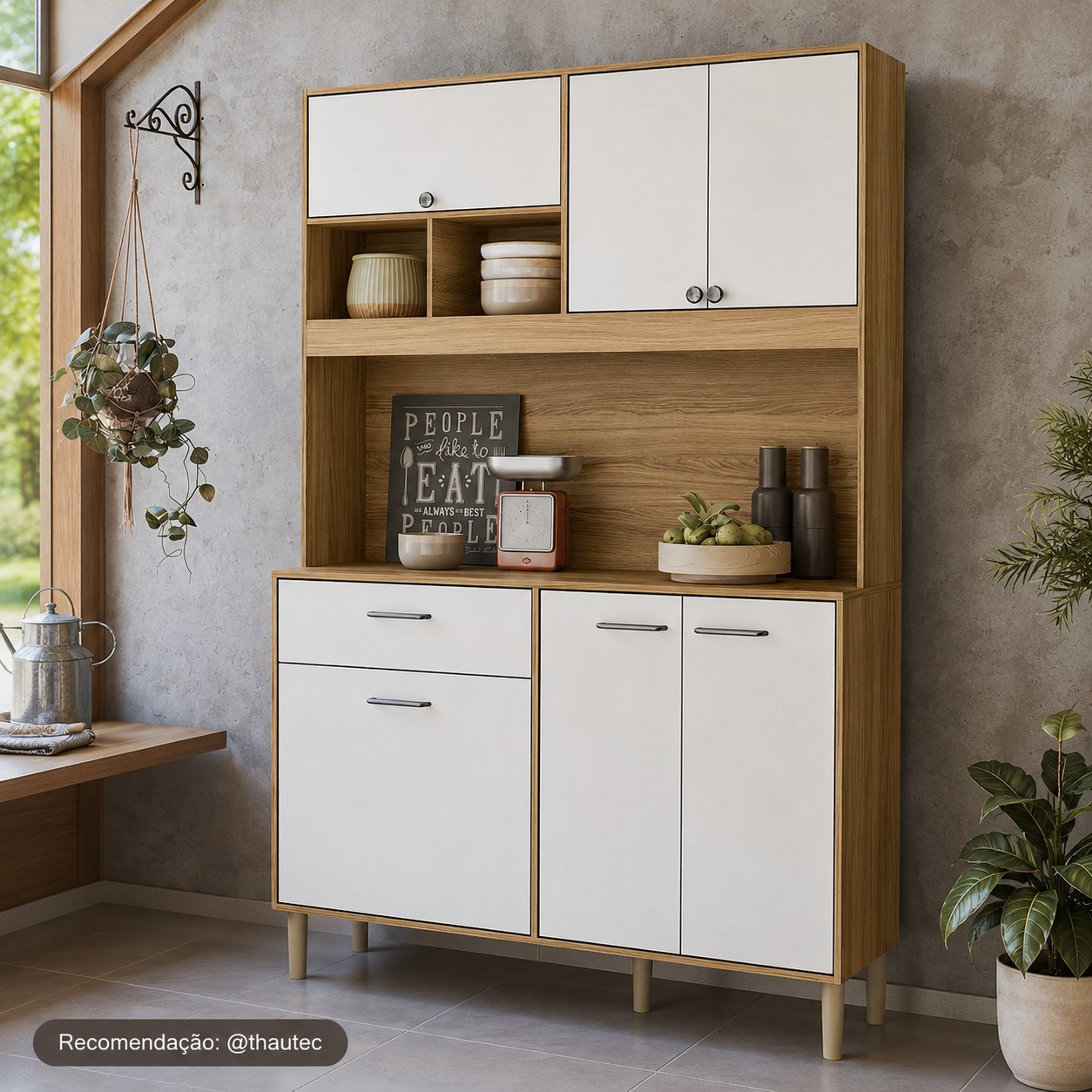 Armário de Cozinha 120cm 6 Portas 1 Gaveta Erva Doce
