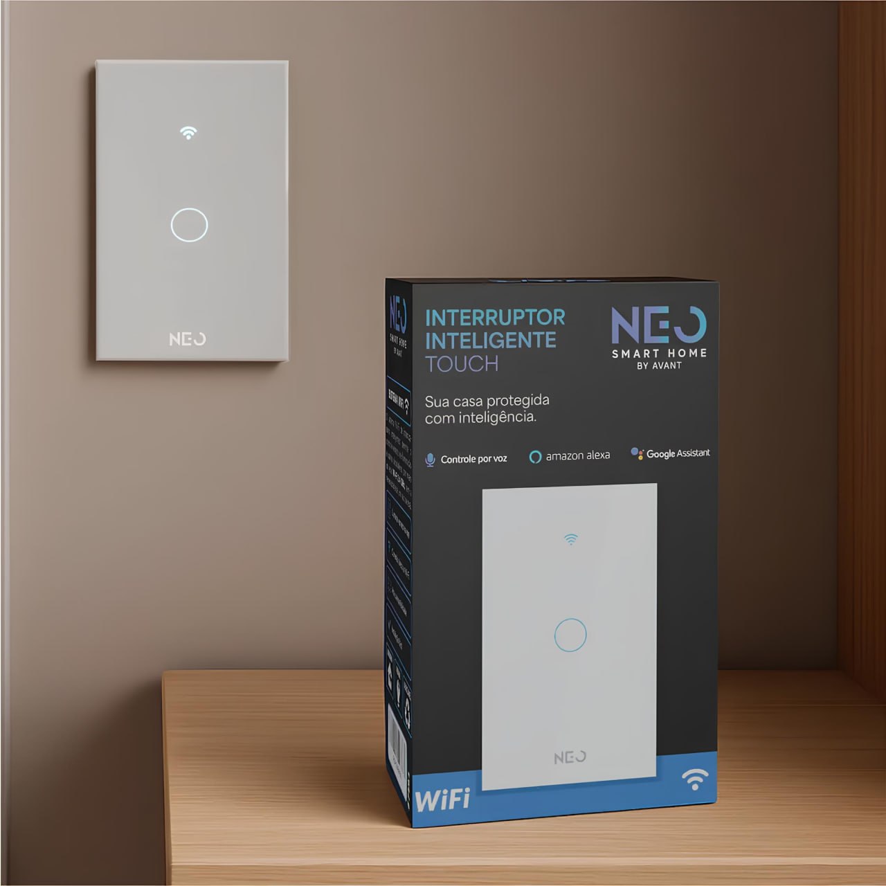 Interruptor Inteligente Smart WiFi 1 Botão Touch Bivolt 4x2 Branco