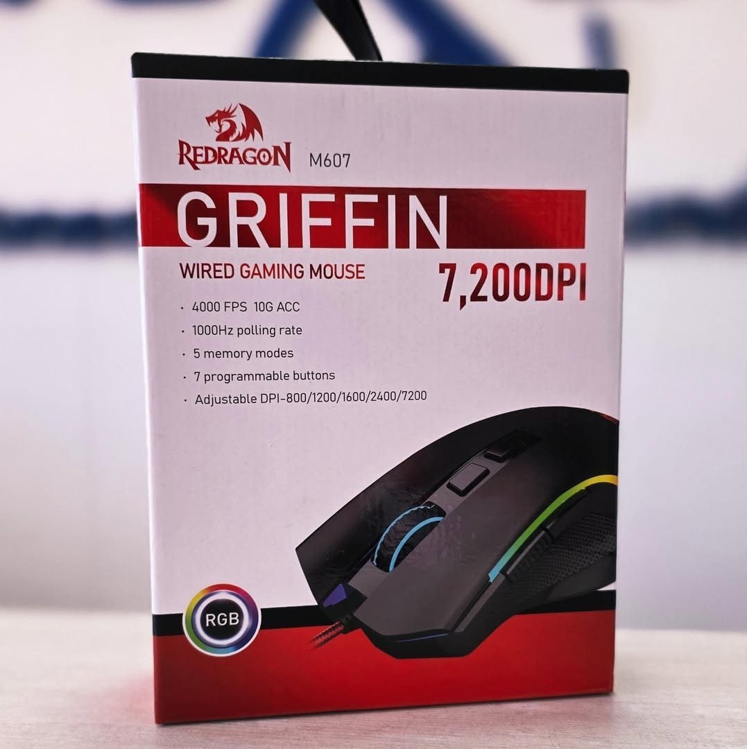 Mouse Gamer Redragon Griffin Preto com LED RGB M607