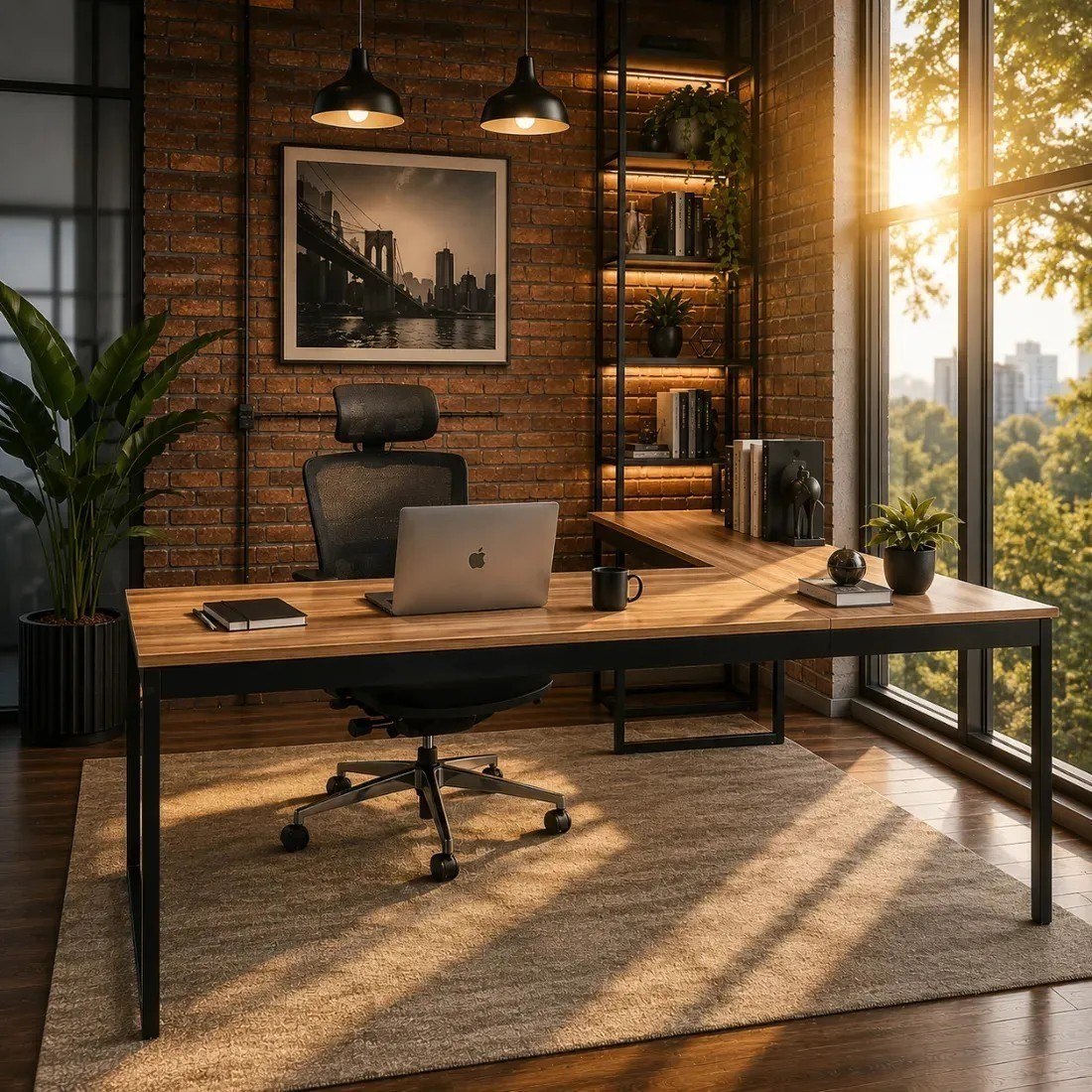 Mesa em L Industrial de Canto Nórdico Meslmagn 150x74x45