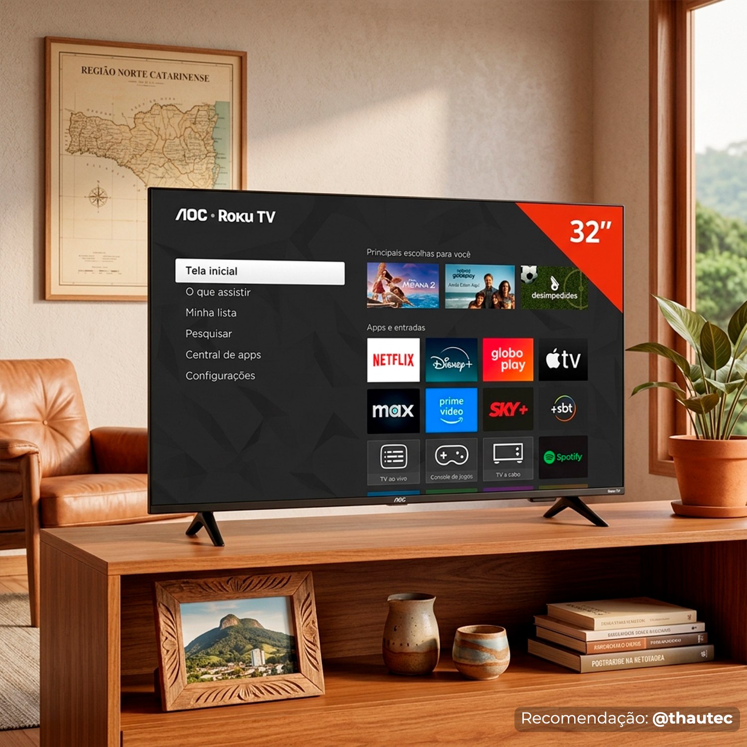 Smart TV LCD LED 32" AOC Wi-Fi HD Quad Core Dolby Audio