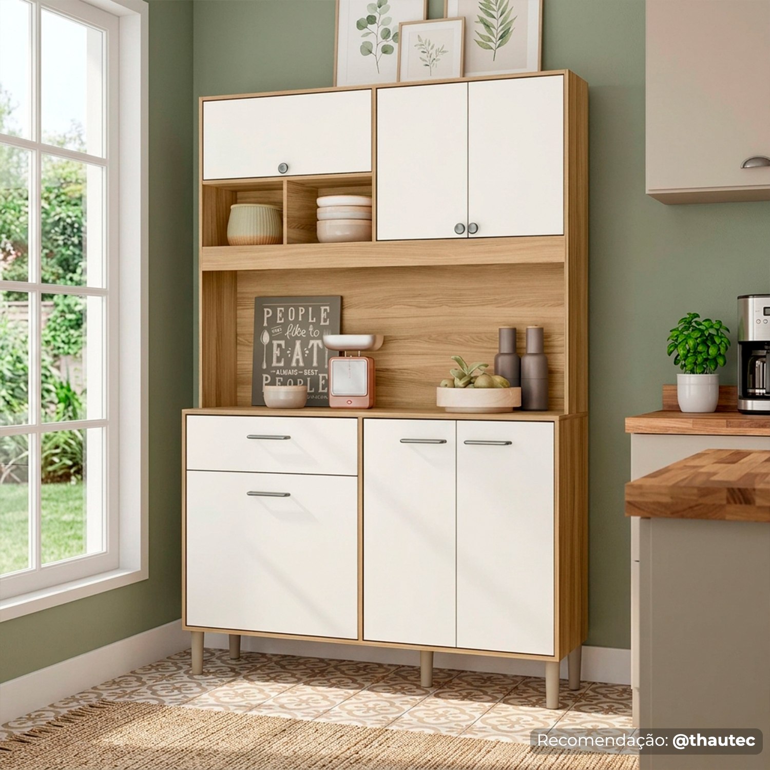Armário de Cozinha Erva Doce 184cm x 120cm 6 Portas e 1 Gaveta