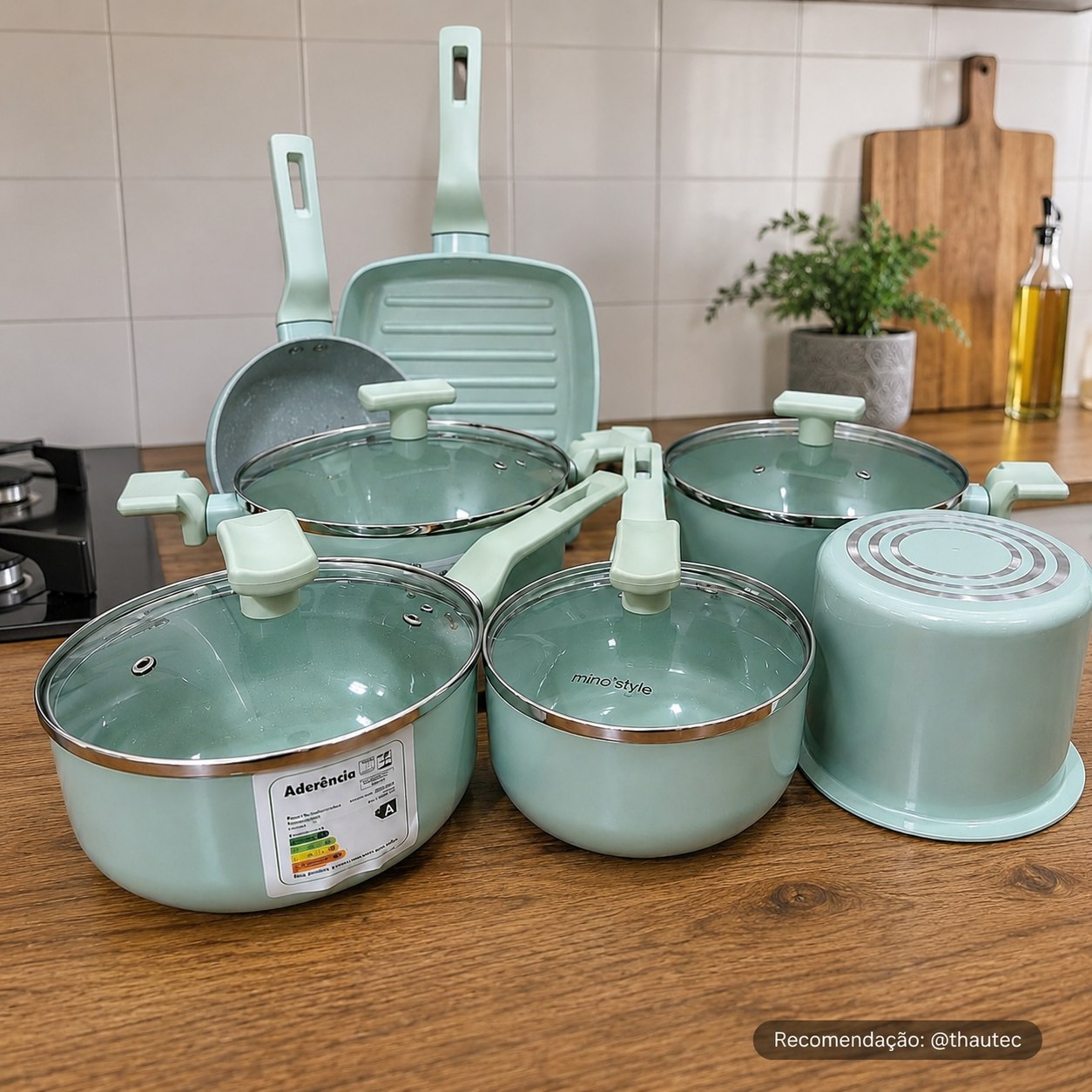Jogo de Panelas Mimo Style Sartin Cook Aquamint 7 Peças