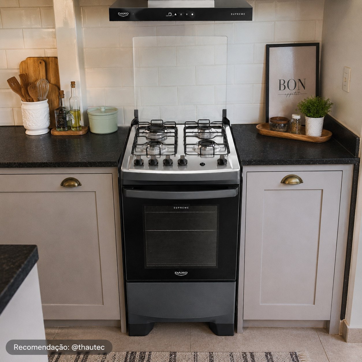 Fogão 4 Bocas Dako Supreme Mesa Inox Titanium Bivolt