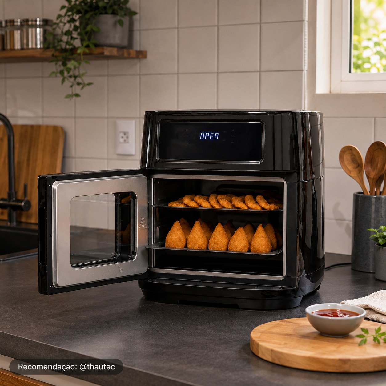 Air Fryer Oven Black INOX WAP 12 Litros 4 em 1 Porta Lateral 1800W