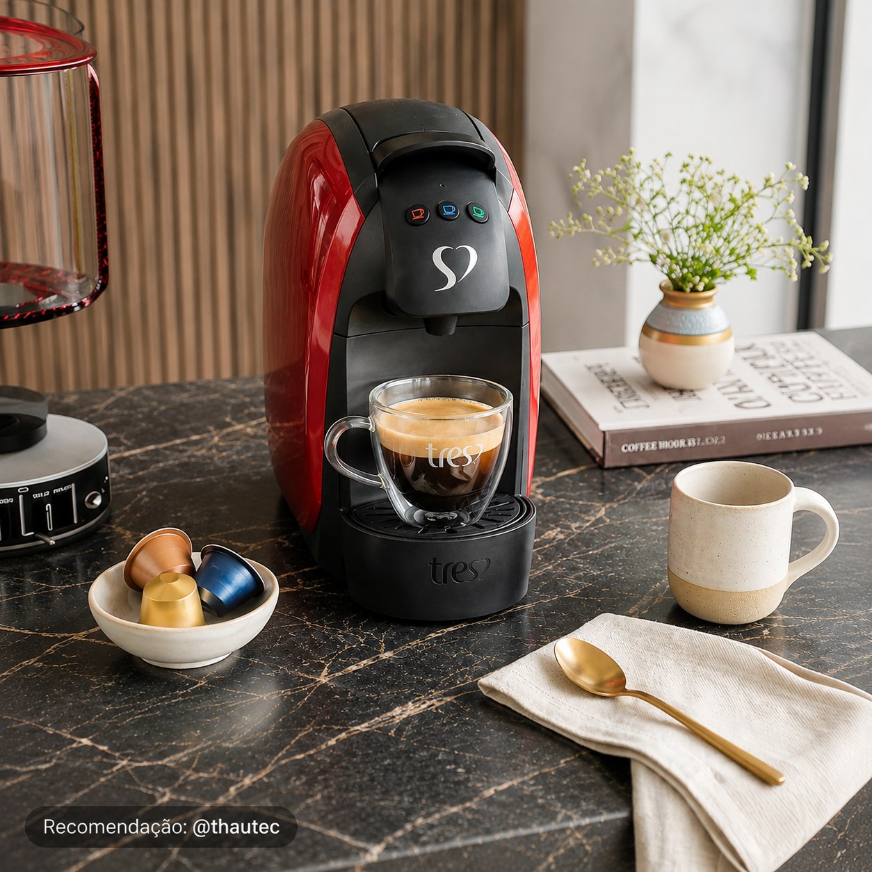 Cafeteira Espresso Luna Vermelha Tres 3 Corações 220V