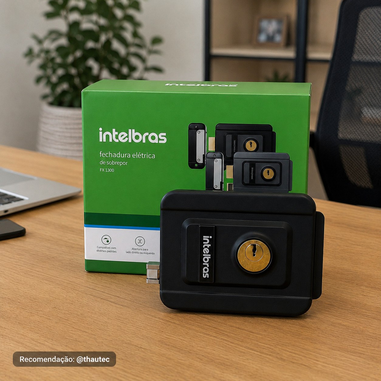 Fechadura Elétrica Intelbras Acabamento Alumínio Preto FX 1500